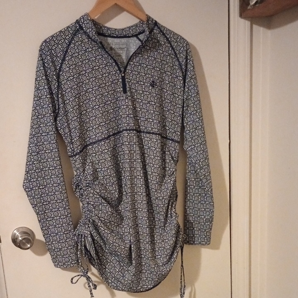 Blue Patterned Long Sleeve Top